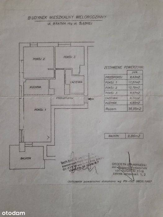 3 pokoje | 56,95 m² | Stare Włochy | Duży balkon | Cicha okolica