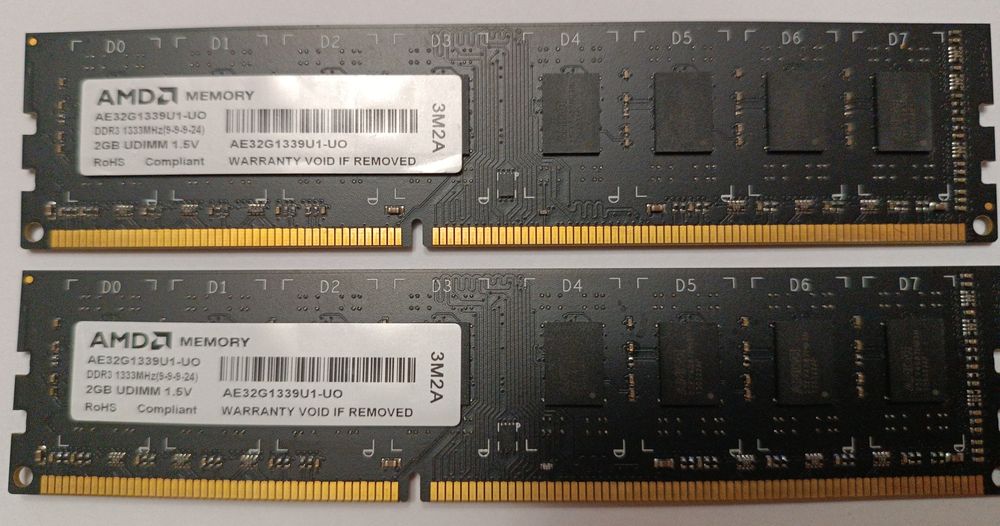 DDR3 2 GB 1333 MHz (2 планки), SODIMM DDR3 4 GB 1333 MHz (две планки)