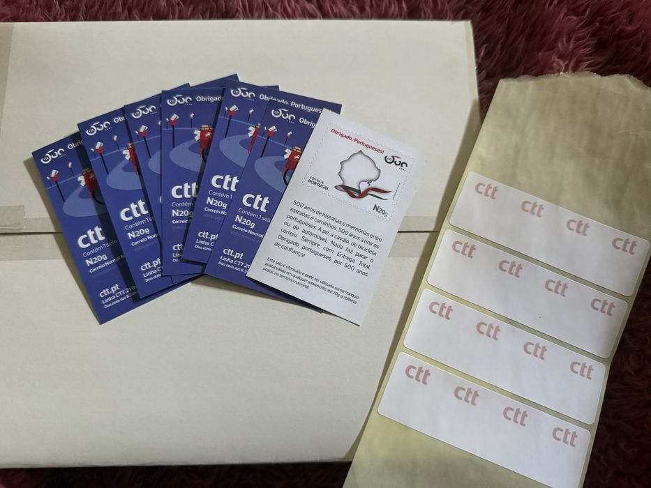 7 selos auto adesivos comemorativo dos 500 anos de serviço postal N20g