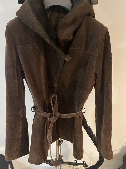 Zamszowa krótka  brązowa kurtka damska S