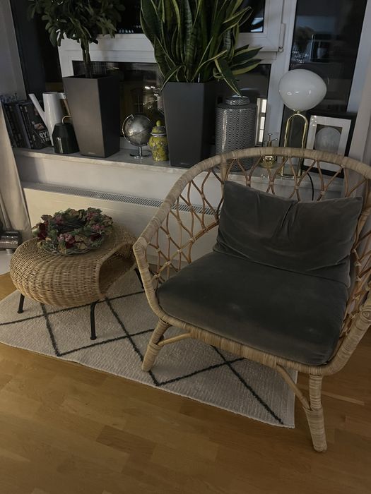 fotel rattan  ikea seria stockholm