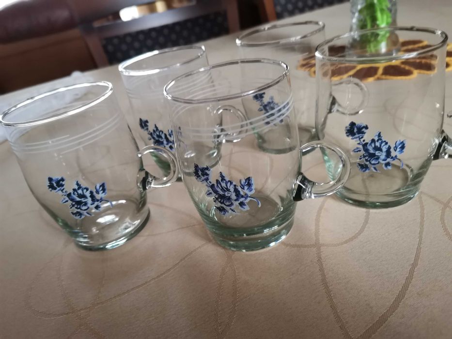 Filiżanki malowane na szkle PRL