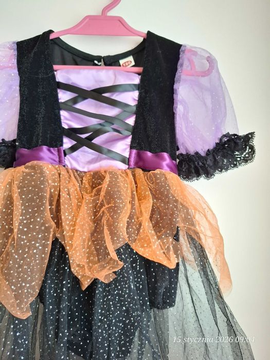 Strój Halloween Czarownica Sukienka Body Tiul r. 98 (2-3 lata)