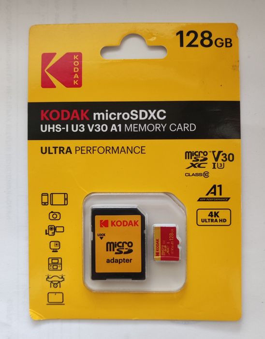 Карта памяти Kodak microSDHC 128GB UHS-I U3 V30 A1 Class 10