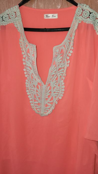 Парео туника шифон с ажурною вязкой кружевом XL