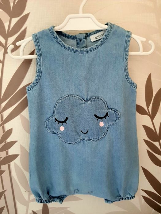 Ogrodniczki jeansowe rampers kombinezon z chmurką Next 62-68cm