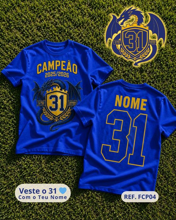 Camisola FC Porto Campeão 2025/2026 Personalizada (Nome) – 31º Campeonato