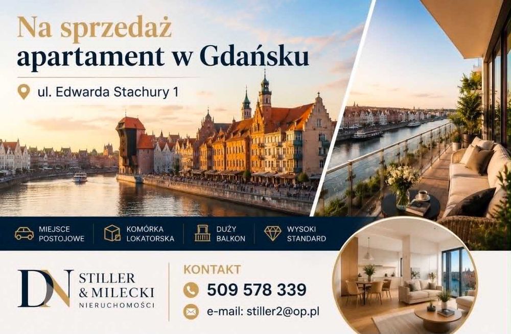 Na sprzedaż apartament Gdańsk ul.Edwarda Stachury 1 ,m.postojowe ,skrytka