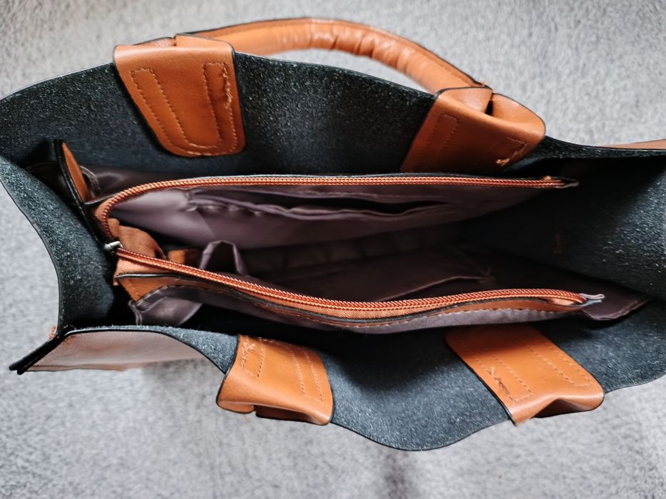 Torebka Damska Shopper/Tote w Kolorze Karmelowym/Koniakowym