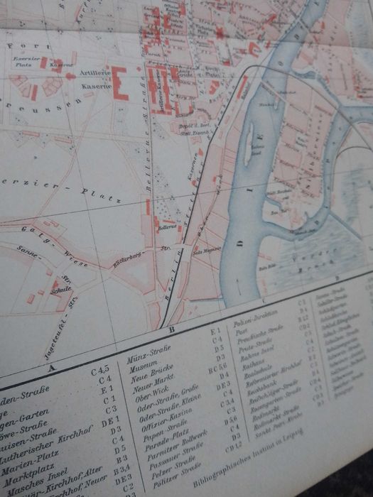 Szczecin  oryginalny XIX w. plan miasta z indeksem ulic do aranżacji
