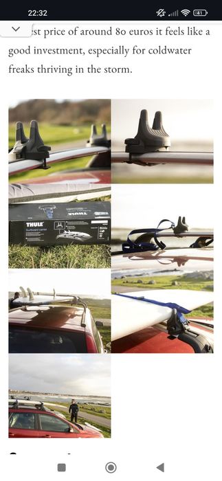 Sistema Roof Rack Thule para prancha de surf