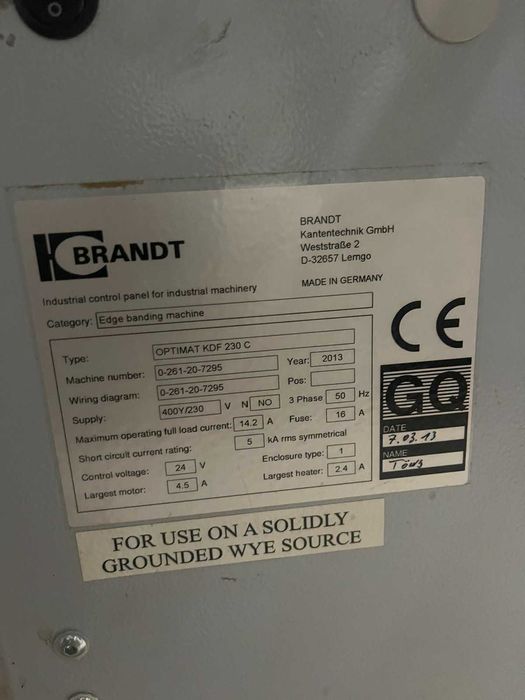 Продаємо кромкооблицювальний станок BRANDT optimat kdf 230 c