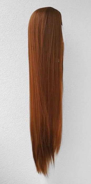 Brązowa długa 100cm prosta peruka z przedziałkiem cosplay brązowy wig