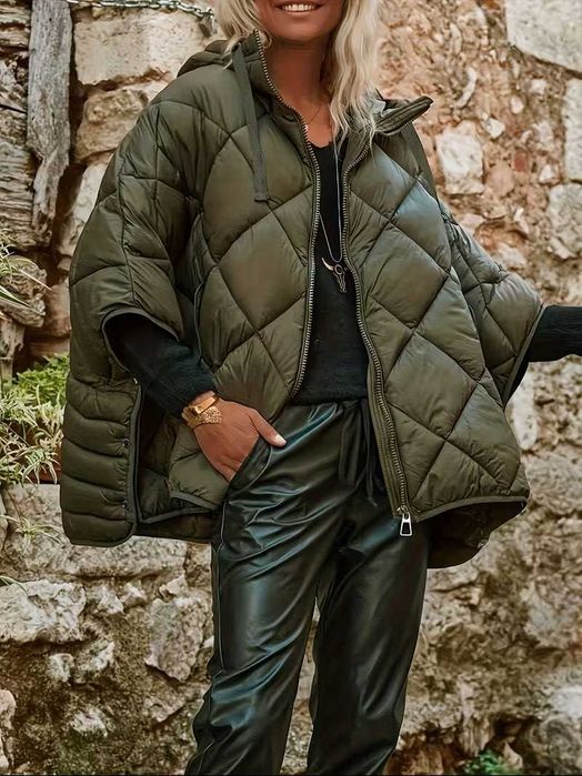 Отличная теплая куртка-пончо Большой размер 62-64