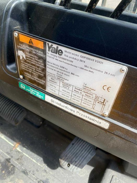 Wózek widłowy YALE GDP20 diesel 2014 rok kabina