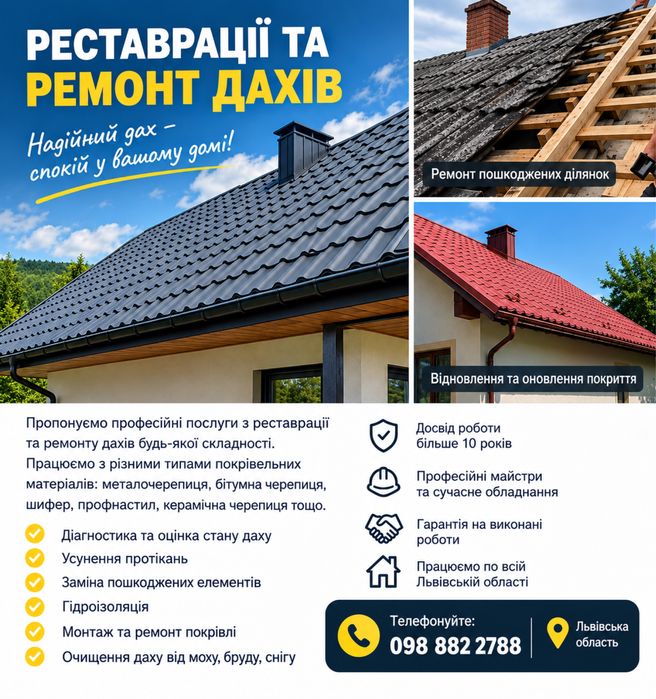 Реставрація та ремонт дахів