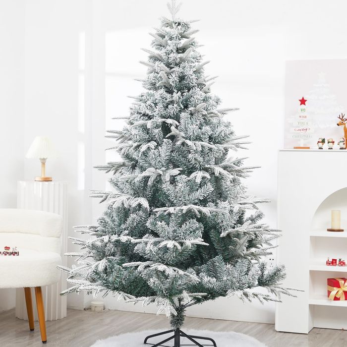 Choinka sztuczna śnieżona gęsta 2,1 m zielona, metalowy stojak