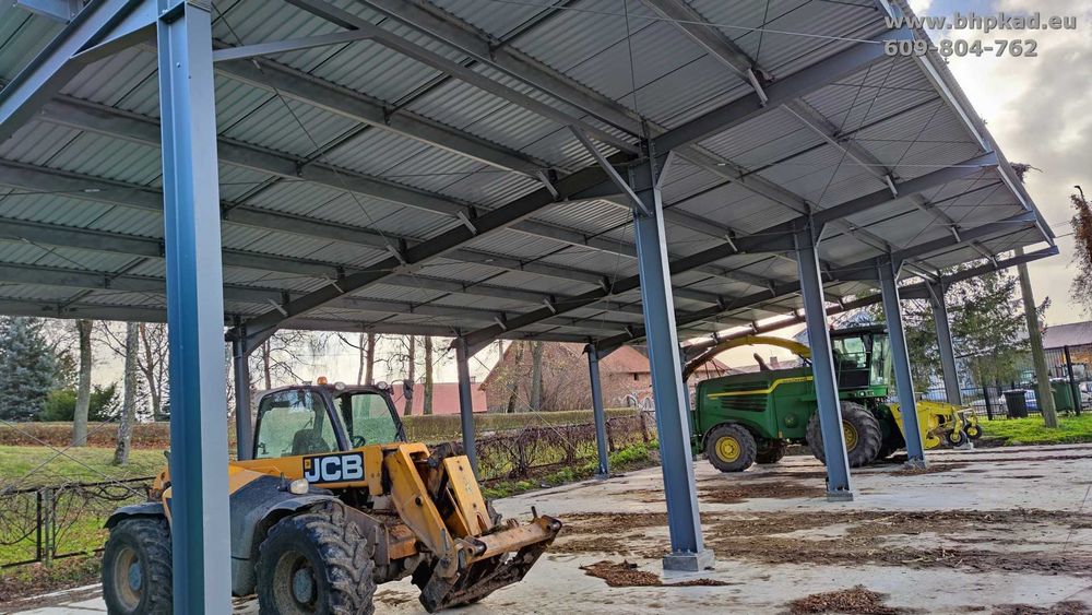 Wiata. Konstrukcja stalowa. 12x24x4m. BHP KAD. Producent.