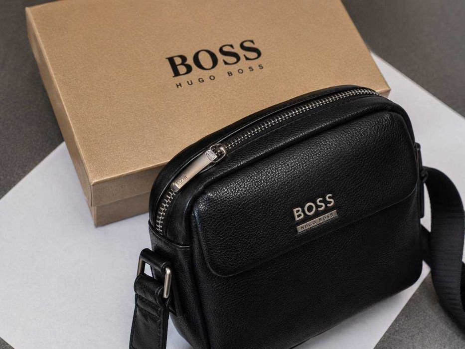 Чоловіча шкіряна сумка BOSS Hugo Boss через плече | Нова | Premium якість