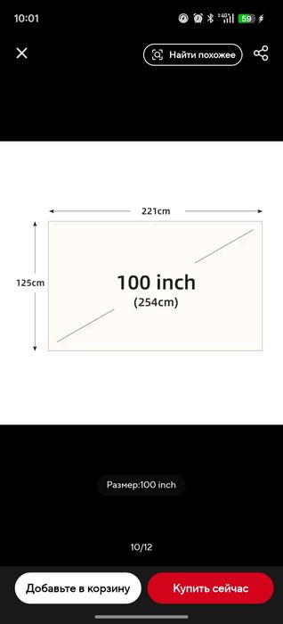 VEIDADZ екран для проектора 100 дюймів (254см) портативний