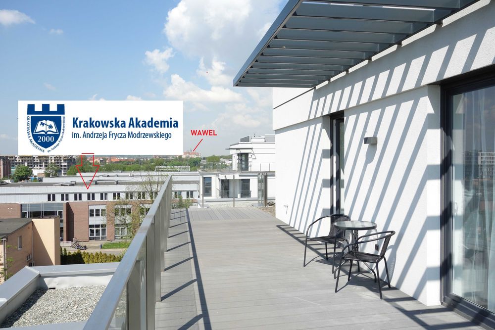 OKAZJA Zabłocie, Penthouse 26m2 z tarasem 200m2, Riverside, Podgórze. Widok na Wawel