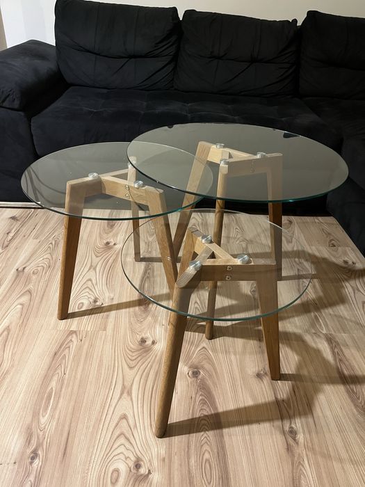 3 szklane stoliki