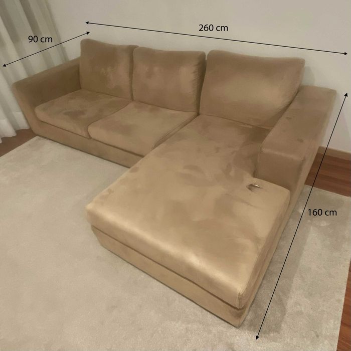 Sofá 3 lugares c/ chaise longue