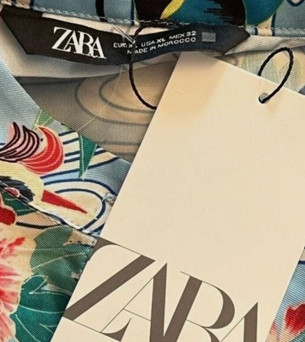 Zara sukienka w kwiaty, koszulowa, kwiatowy print L, XL