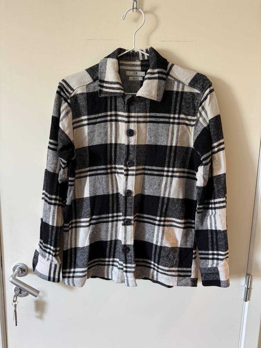 Camisa LCW Vision, manga comprida, tamanho S, xadrez azul e branco