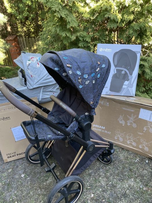 Cybex Priam 3w1, Jewels of Nature  Cybex, Koi Crystallized , rosegold, śpiwór La Milou, duży zestaw