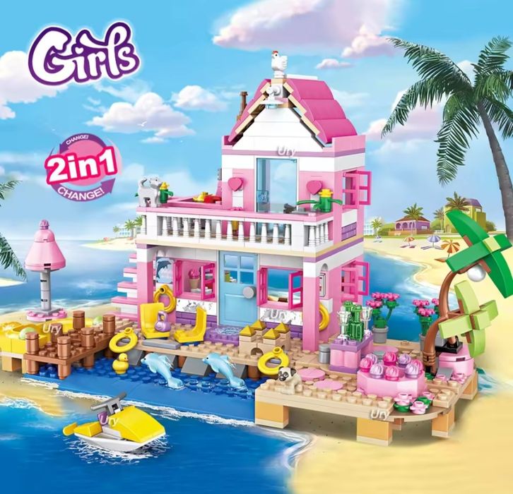 Klocki Girls Domek Letni 822szt 5 figurek! Super jakość! 2w1.