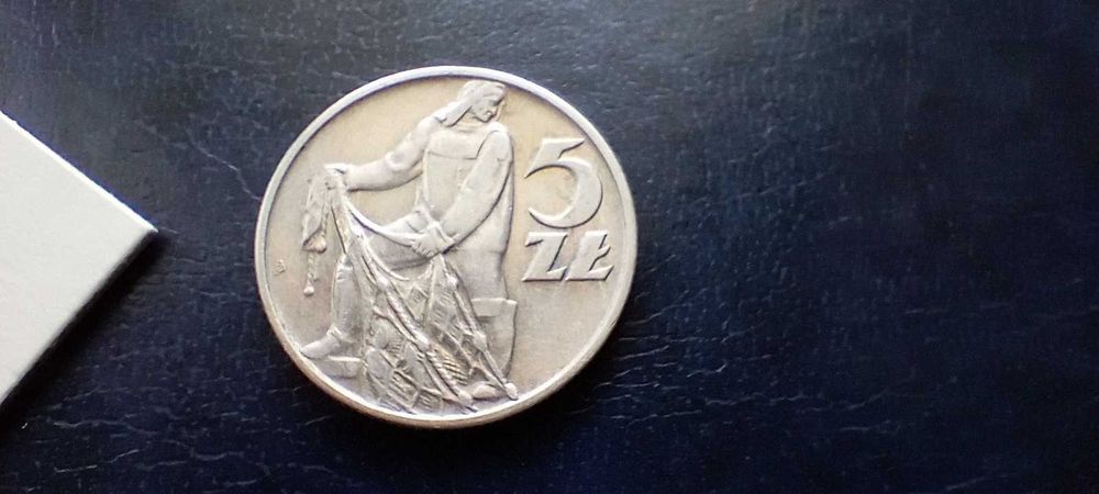 Stare monety Medal 5 zł 1958 Rybak PRL rzadka Piękna