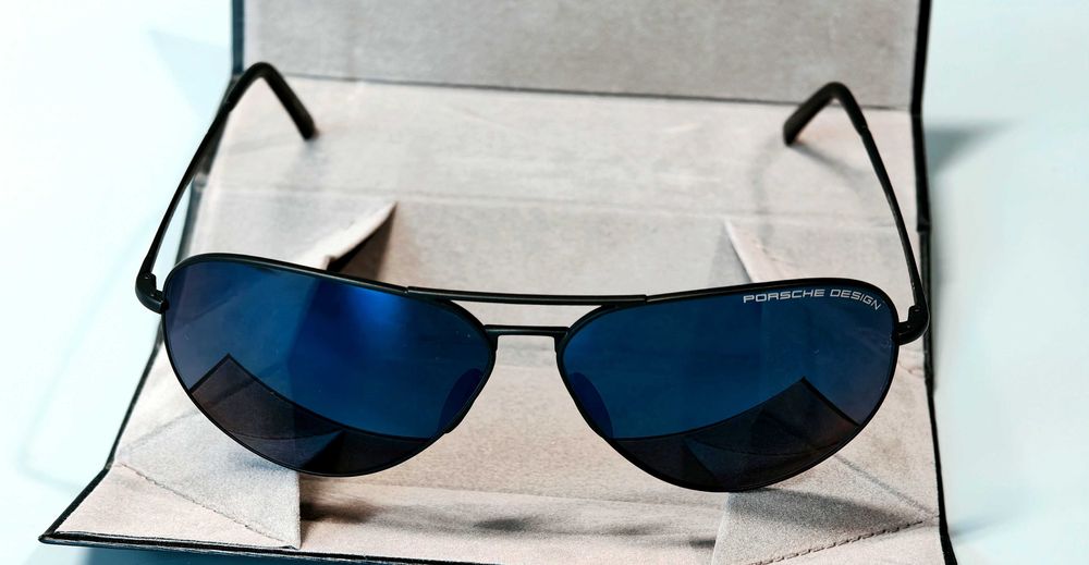 Okulary przeciwsłoneczne z polaryzacją Porsche Design P8508 Aviator Blue UV-3 Etui Certyfikat Oryginalne