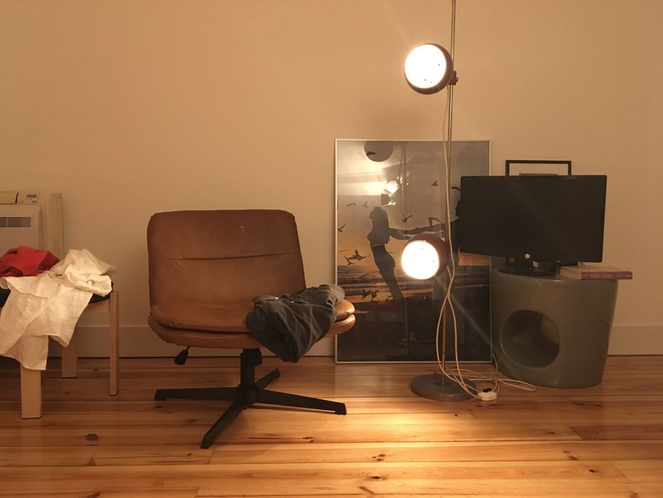 Mid Century Modern Design Lounge Chair Leather