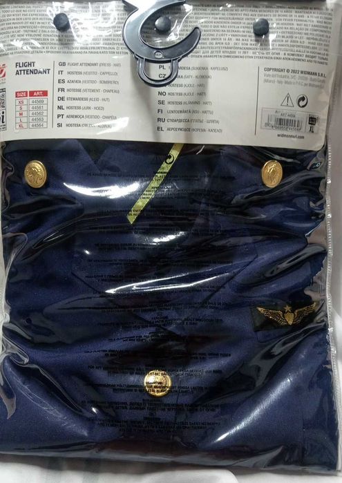 Disfarce Fato Hospedeira de Bordo Widmann Azul Tam XL