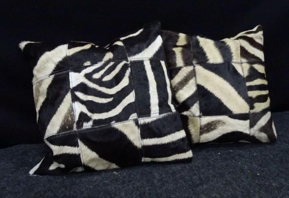 Pele zebra Burchell - Conjunto de Almofadas de pele de zebra (Duas)
