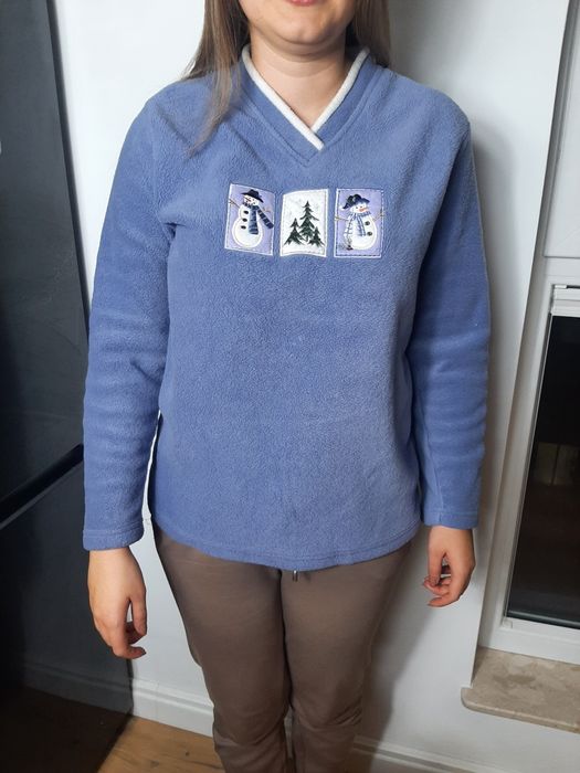 Bluza polar fioletowa ciepła sweter blouse winter autumn vintage oldsc