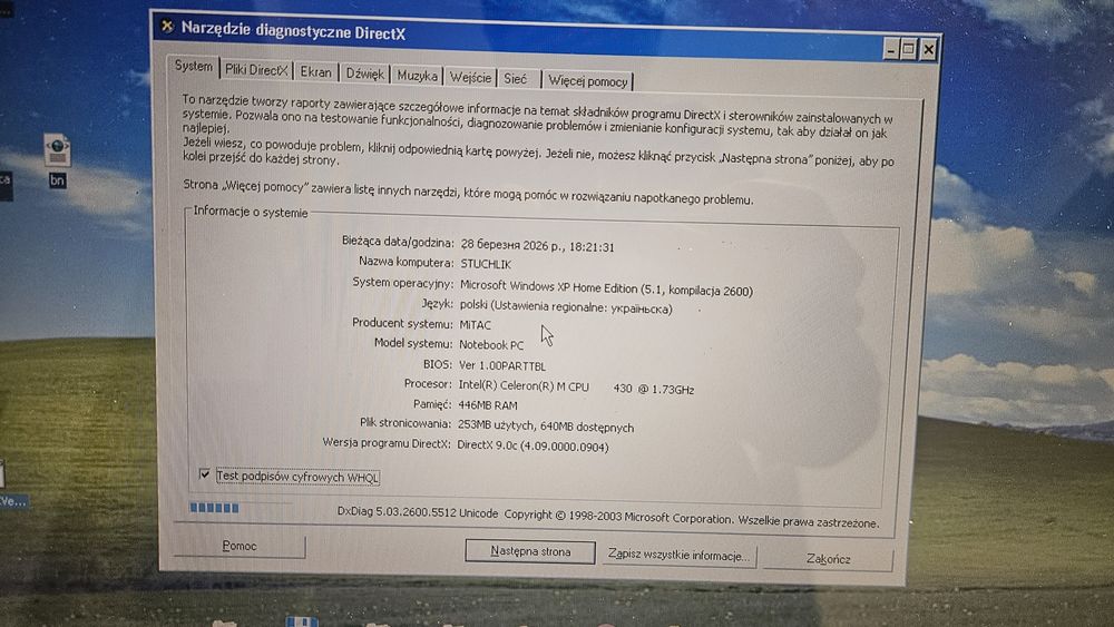 Laptop Aristo Smart 350V sprawny wraz z ładowarką