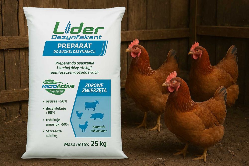 Lider Dezynfekant 25 kg – Sucha Dezynfekcja Kurnika, Obory, Chlewni