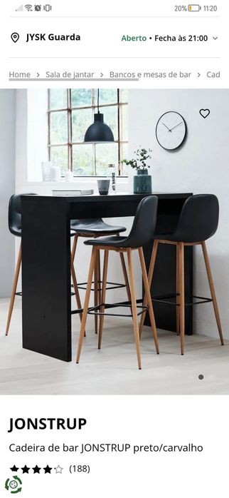 Vendo 3 Bancos de Bar JONSTRUP - Preto/Carvalho