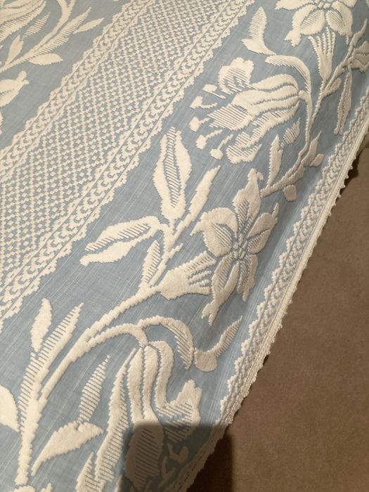 Colcha de cama de casal azul, de algodão- NOVA