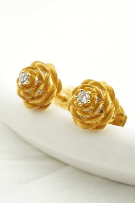 Złote kolczyki z brylantami 18K 6.41g