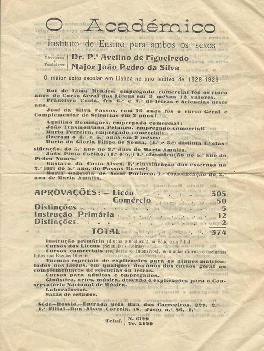 Colégio O ACADÉMICO - Folheto publicitário antigo 1929 - selo ceres - filatelia