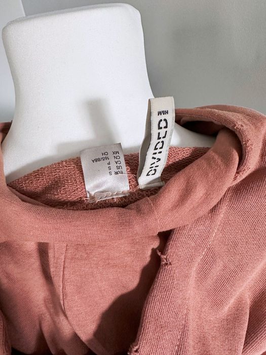 H&M stylizowana bluza z kapturem brudny róż rozm. S