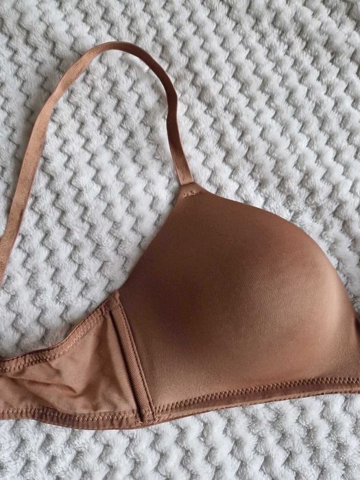 Klasyczny biustonosz stanik gładki nude brąz basic casual H&M 75B
