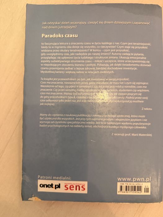 Książka Paradoks czasu Philip Zimbardo, John Boyd