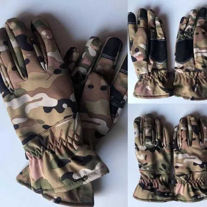 Зимові тактичні рукавиці Softshell олива, мультикам M L XL XXL