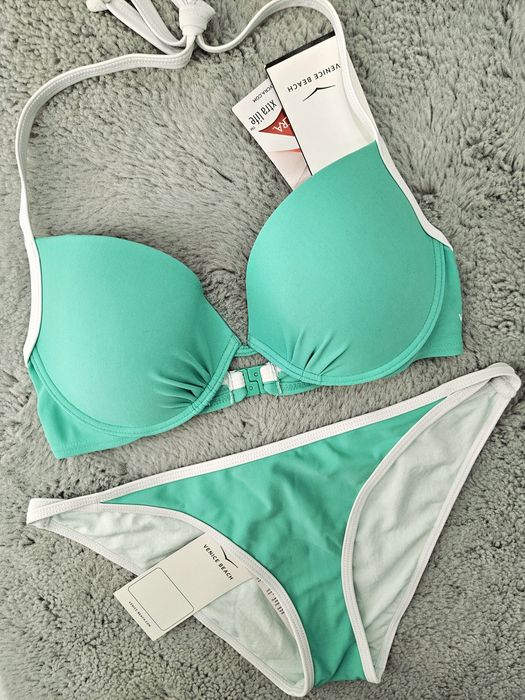 Strój kąpielowy dwuczęściowy Venice Beach 34C zielony push-up usztywniany
