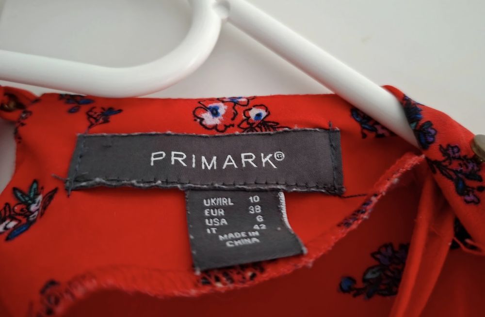 Primark czerwona zwiewna bluzka top koszula 38 M next h&m reserved c&a