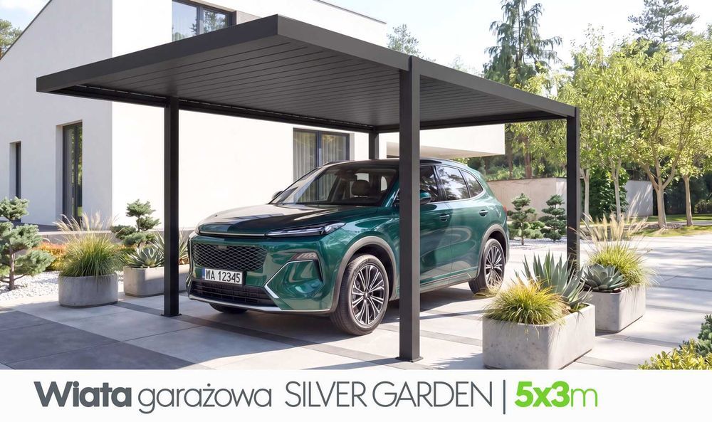Wiata garażowa stalowa 5x3 m antracyt carport na samochód